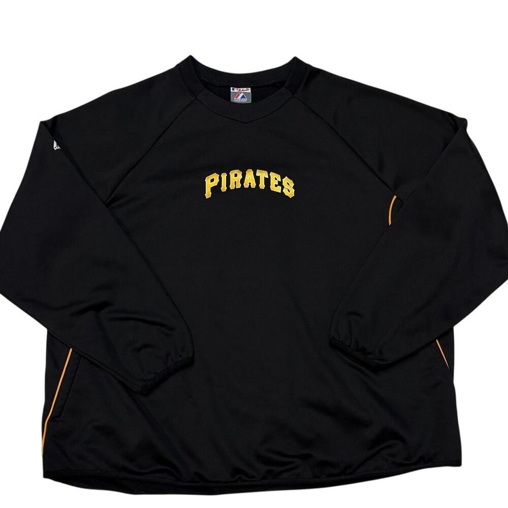 Majestic Pittsburgh Pirates Therma Base Shirt Mens 2XL Black Fleece Lined *READ